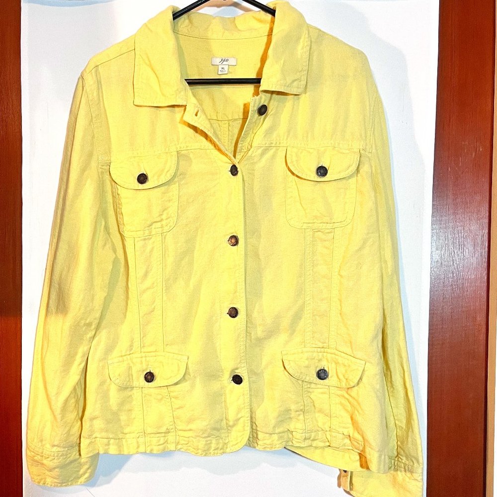 J. Jill 100% Linen  Trucker Jacket